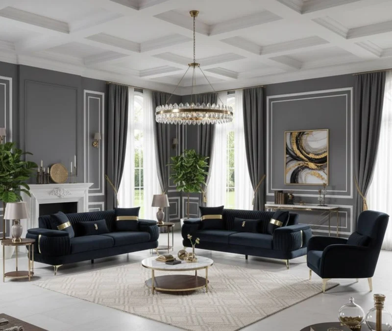 ECLIPSE NOIR™ – MULTI-FUNCTION VELVET SOFA SET – G-6074