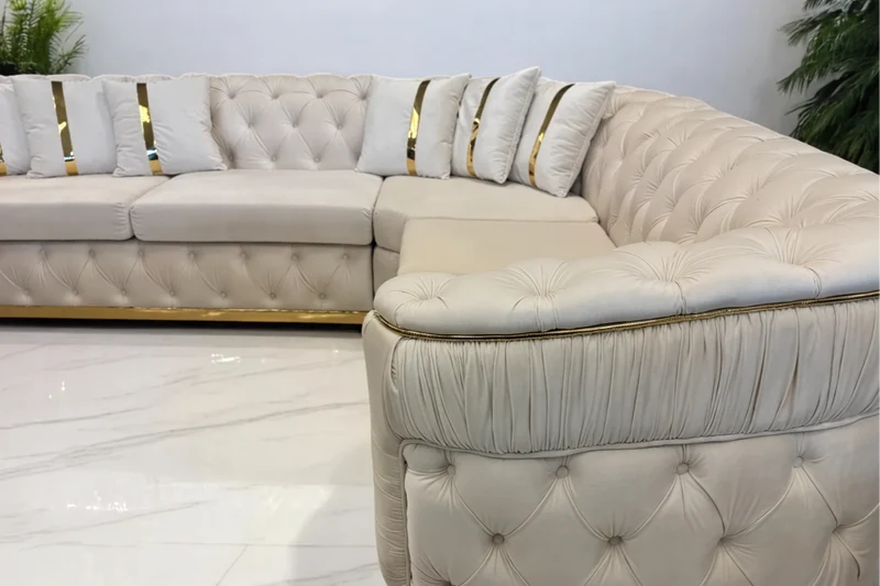 DreamVelvet™ Luxurious Beige Velvet Sectional – 6198