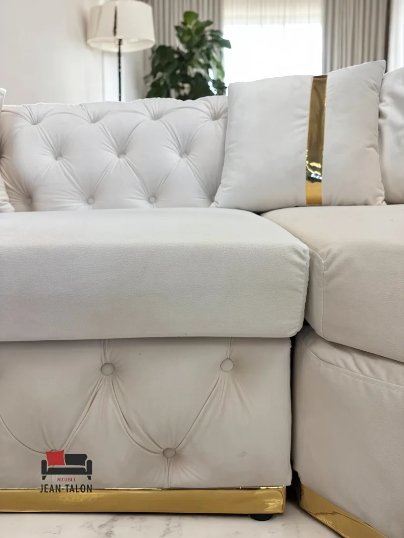DreamVelvet™ Luxurious Beige Velvet Sectional – 6198