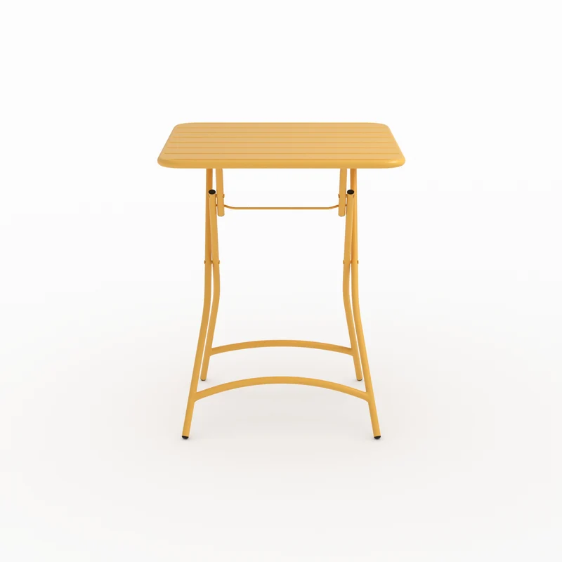 Table et chaises de jardin pliantes Yumi 2 personnes en métal jaune