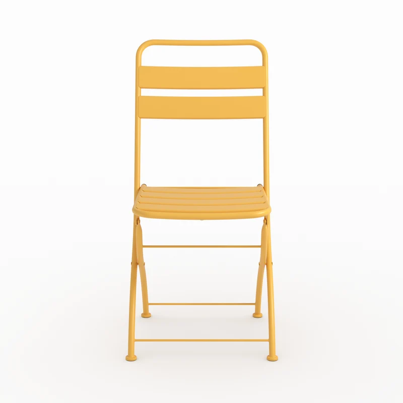 Table et chaises de jardin pliantes Yumi 2 personnes en métal jaune