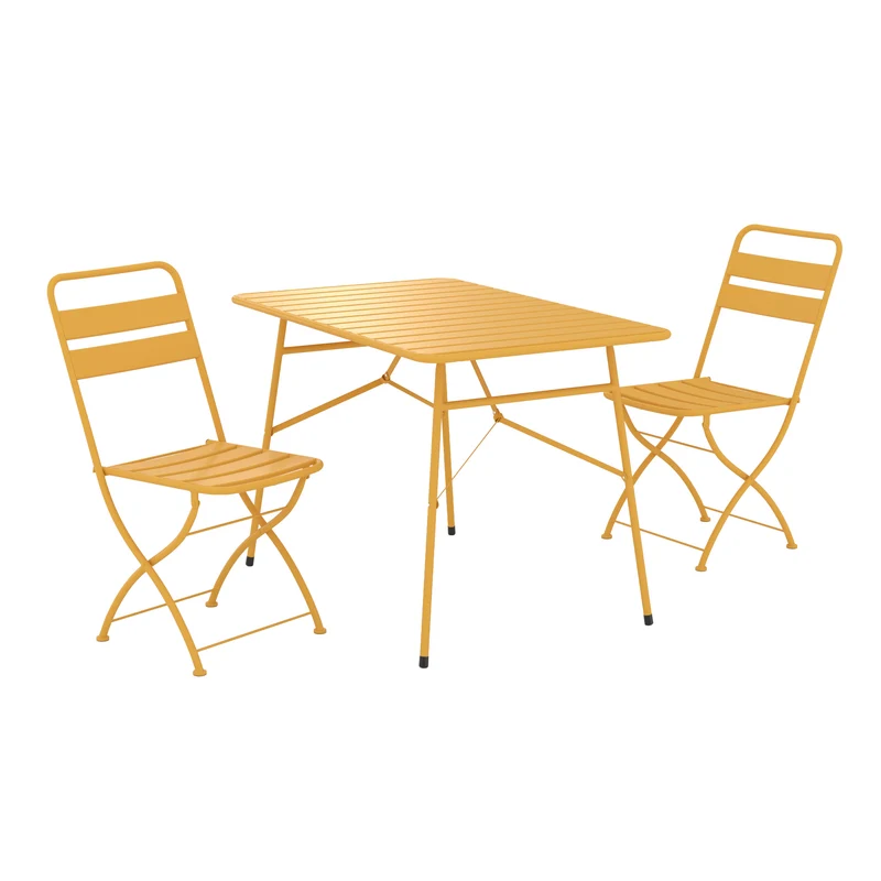 Table et chaises de jardin pliantes Yumi 4 personnes en métal jaune