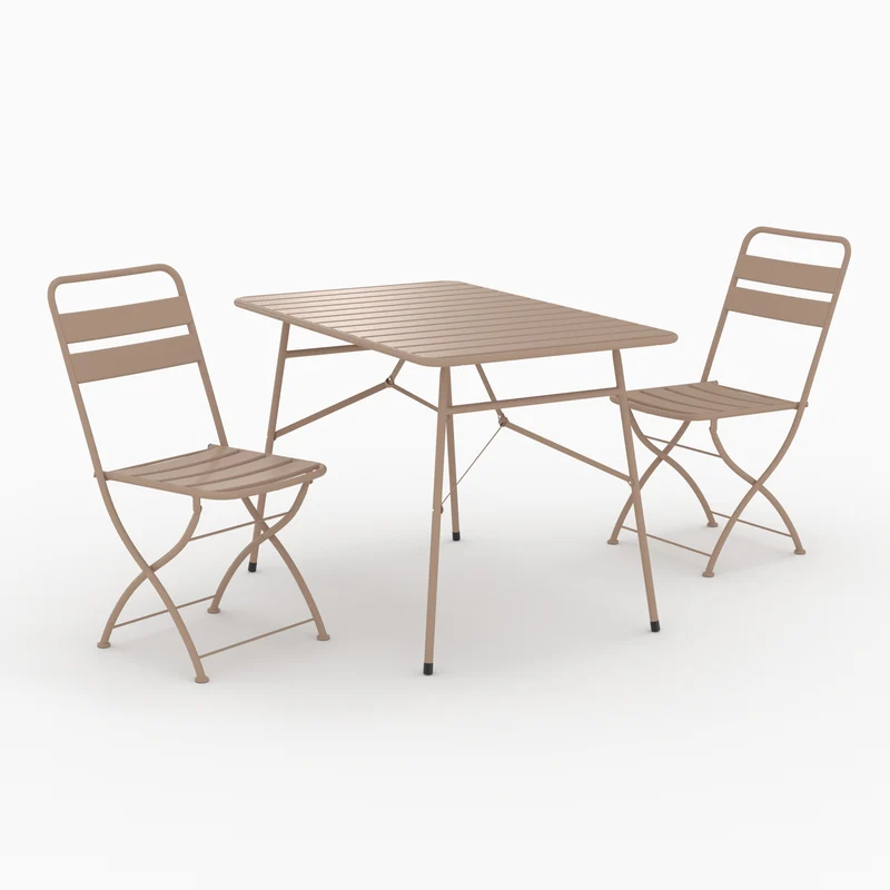 Table et chaises de jardin pliantes Yumi 4 personnes en métal taupe