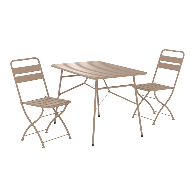 Table et chaises de jardin pliantes Yumi 4 personnes en métal taupe