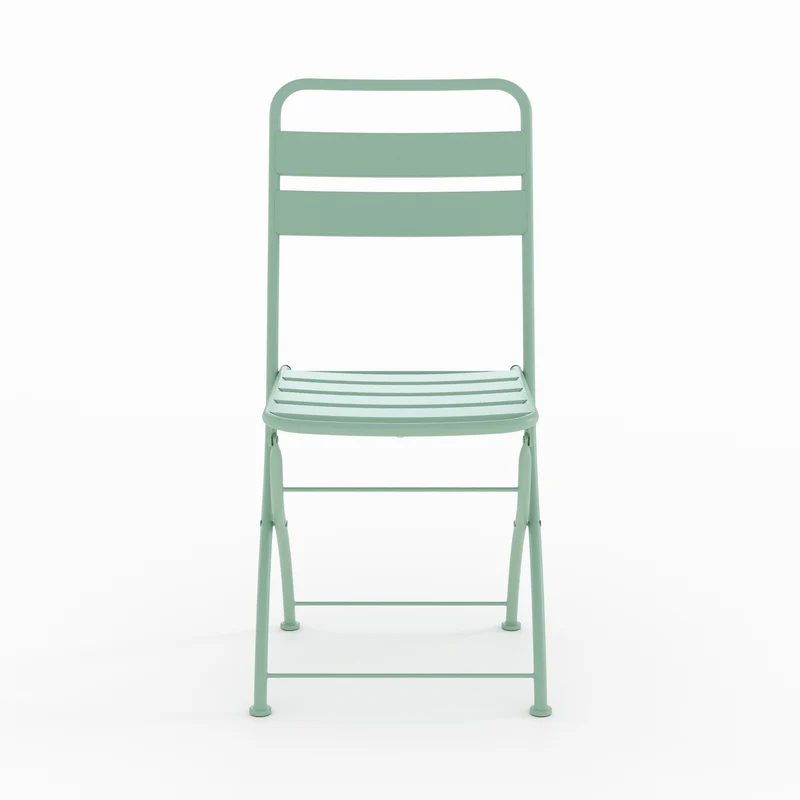 Table ronde et chaises de jardin pliantes Yumi 2 places en métal vert