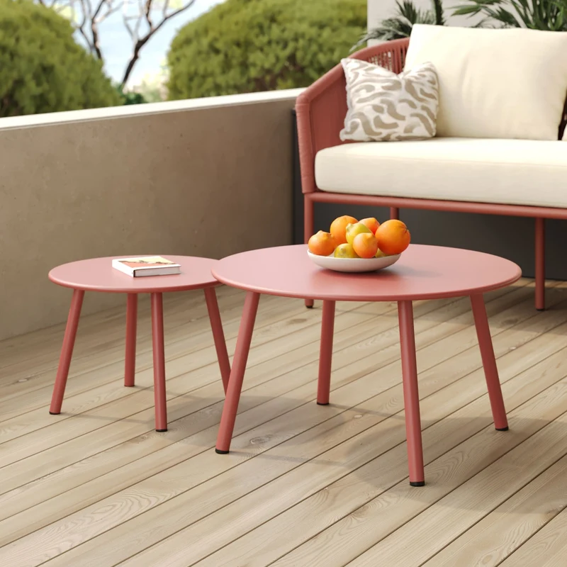 Tables basses de jardin Féria en métal terracotta (lot de 2)