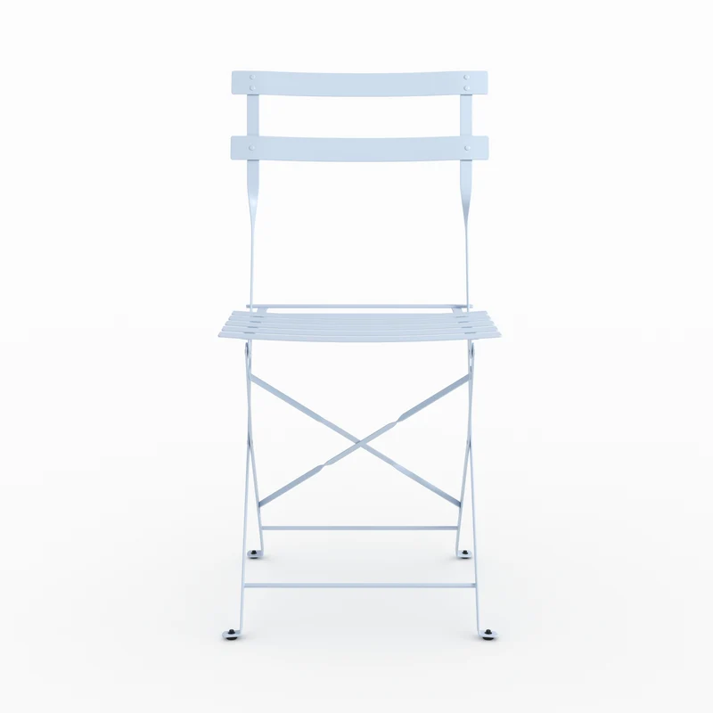 Lot de 2 chaises de jardin Kayla en métal bleu pastel, pliantes