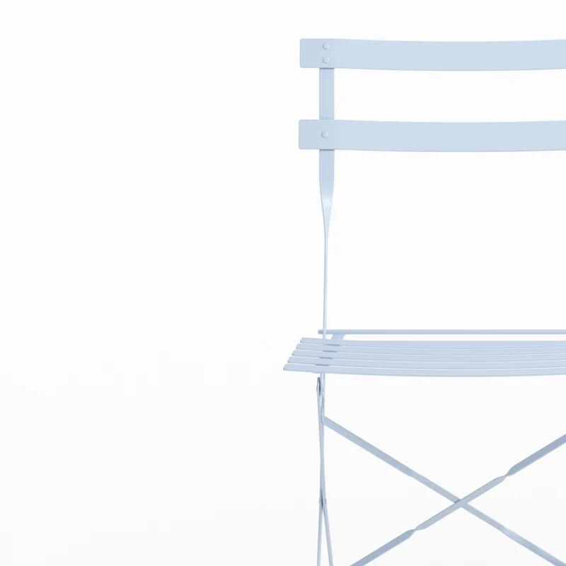 Lot de 2 chaises de jardin Kayla en métal bleu pastel, pliantes