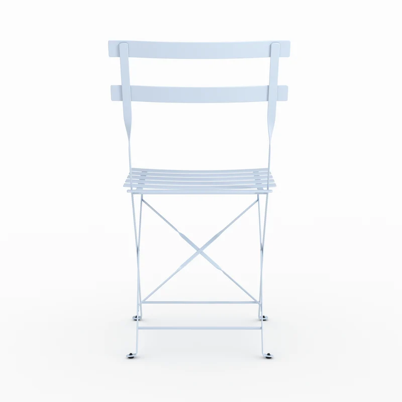 Lot de 2 chaises de jardin Kayla en métal bleu pastel, pliantes