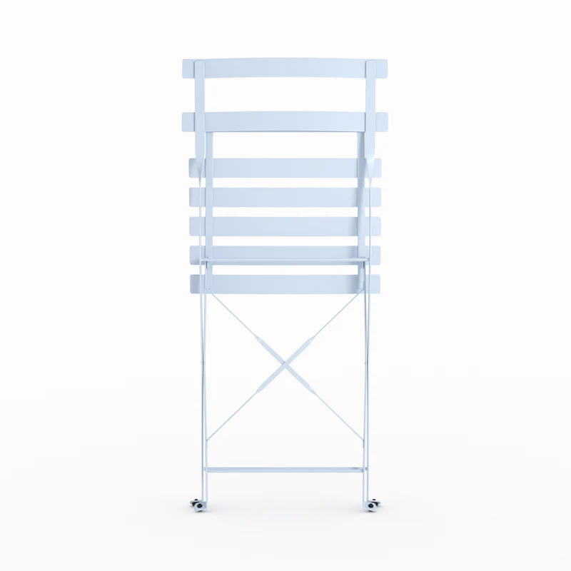 Lot de 2 chaises de jardin Kayla en métal bleu pastel, pliantes