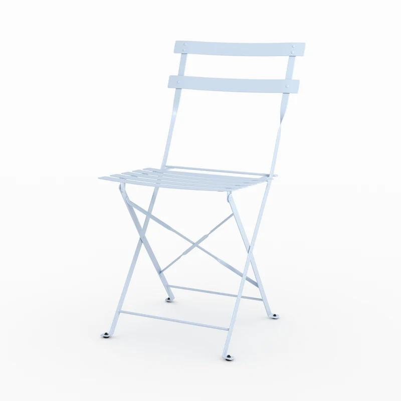 Lot de 2 chaises de jardin Kayla en métal bleu pastel, pliantes