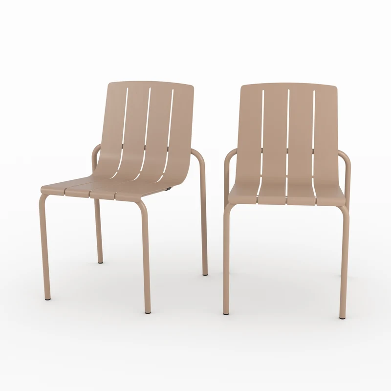 Lot de 2 chaises de jardin Suna en métal taupe