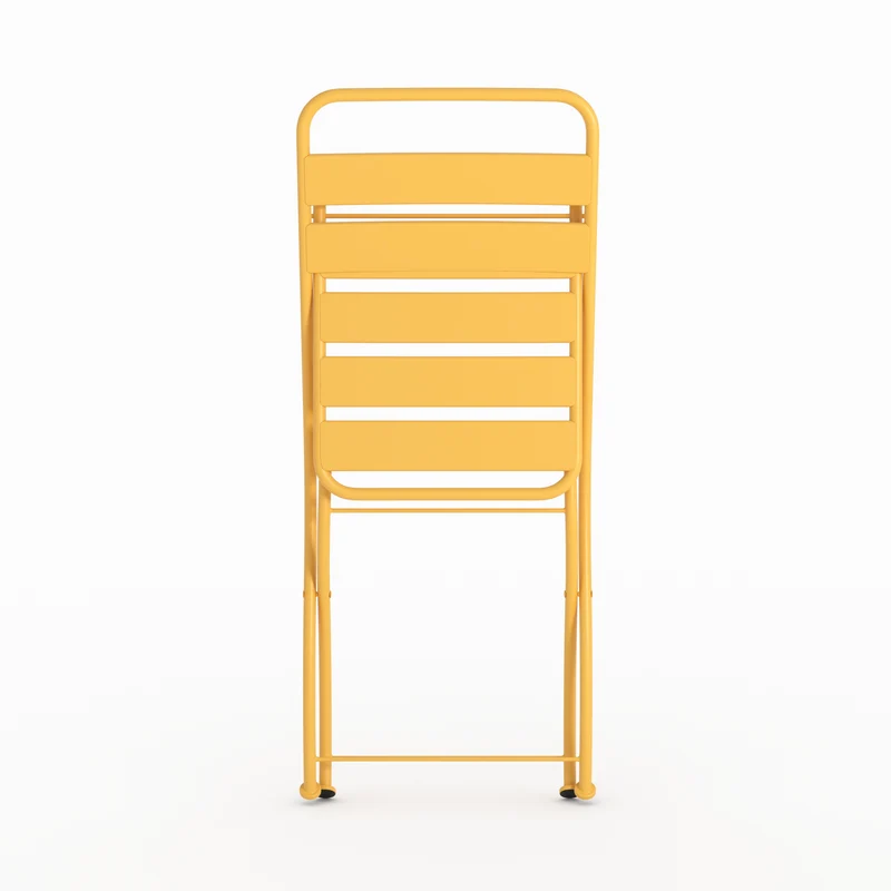 Lot de 2 chaises de jardin Yumi en métal jaune beurre, pliantes