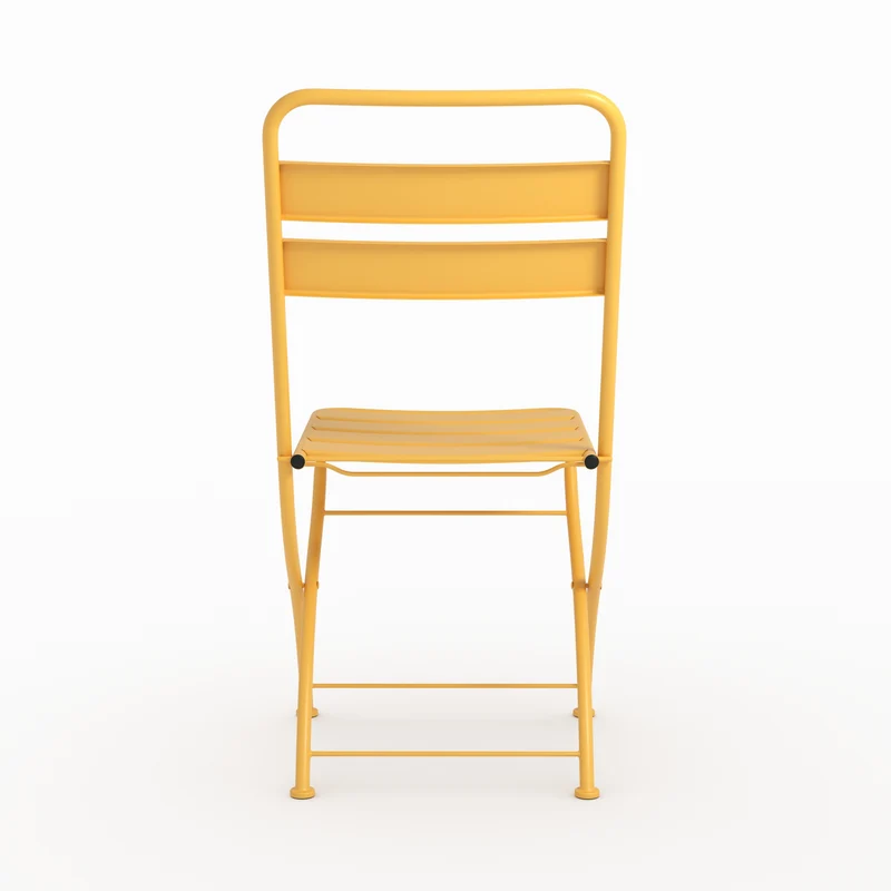Lot de 2 chaises de jardin Yumi en métal jaune beurre, pliantes