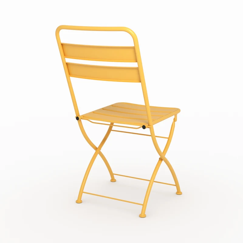 Lot de 2 chaises de jardin Yumi en métal jaune beurre, pliantes