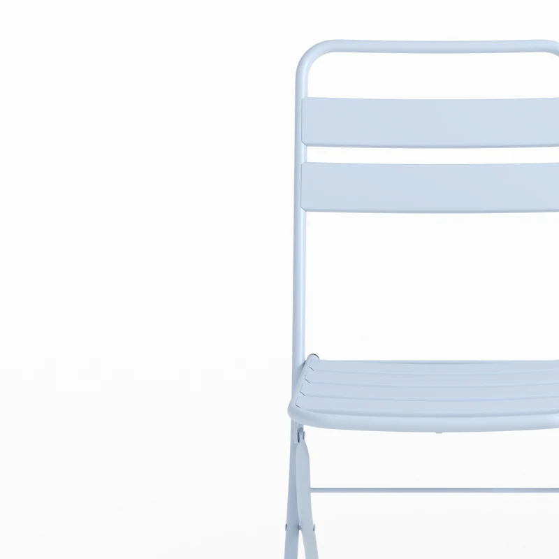Lot de 2 chaises de jardin Yumi en métal bleu pastel, pliantes