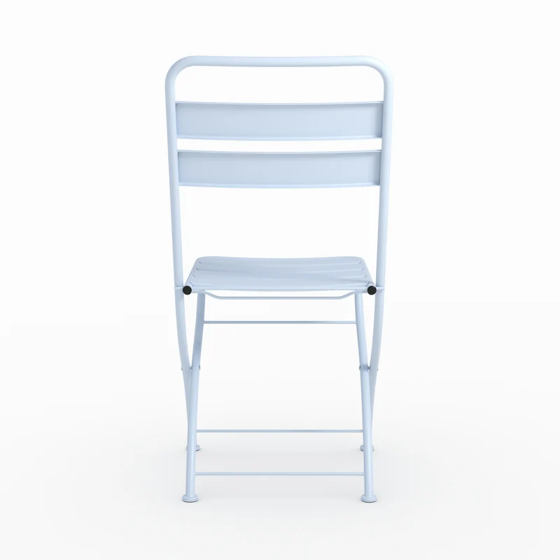 Lot de 2 chaises de jardin Yumi en métal bleu pastel, pliantes