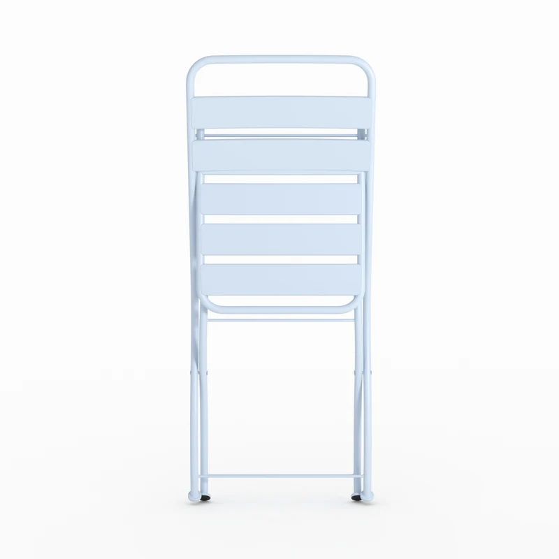 Lot de 2 chaises de jardin Yumi en métal bleu pastel, pliantes