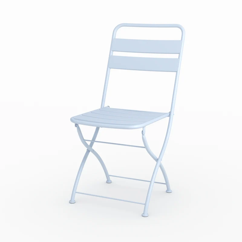 Lot de 2 chaises de jardin Yumi en métal bleu pastel, pliantes