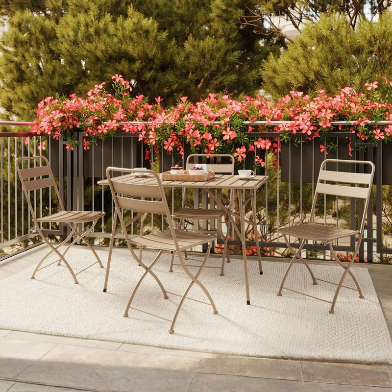 Lot de 2 chaises de jardin Yumi en métal taupe, pliantes