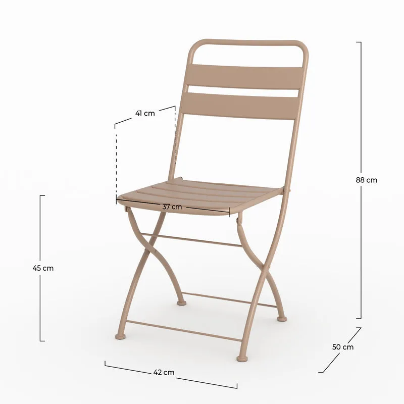 Lot de 2 chaises de jardin Yumi en métal taupe, pliantes