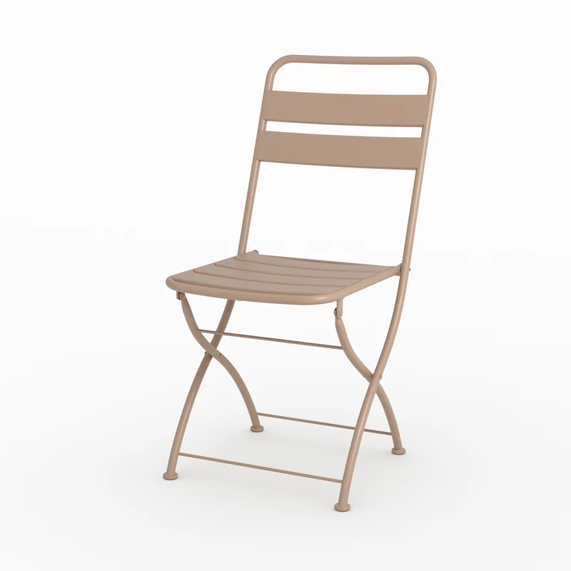 Lot de 2 chaises de jardin Yumi en métal taupe, pliantes