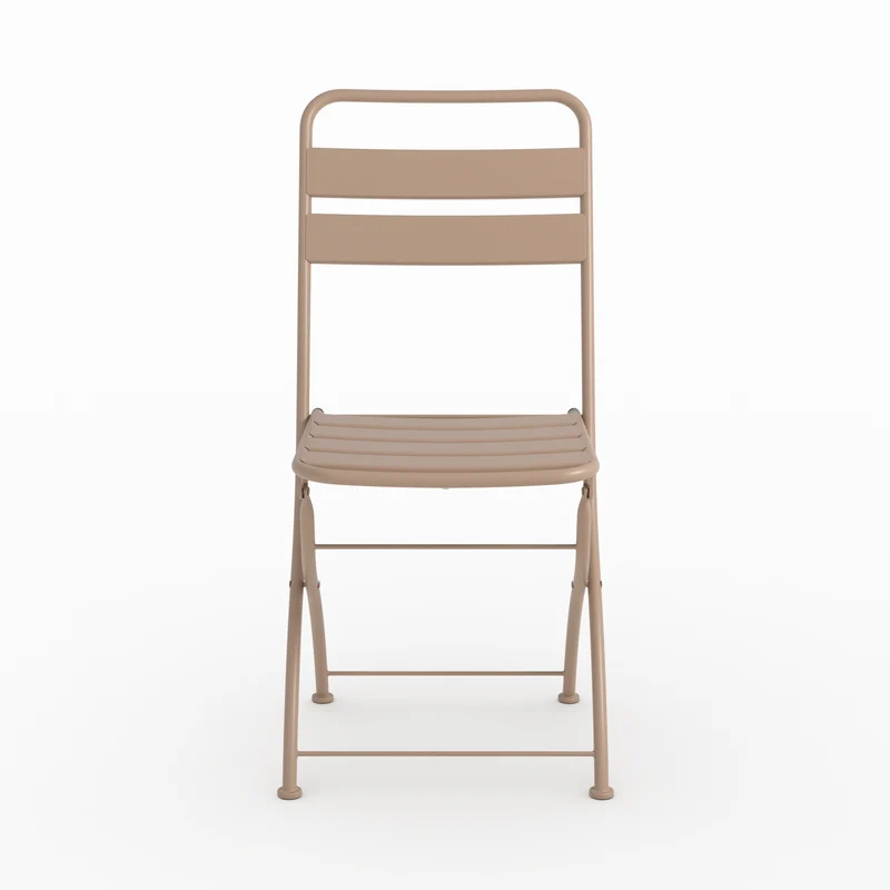 Lot de 2 chaises de jardin Yumi en métal taupe, pliantes