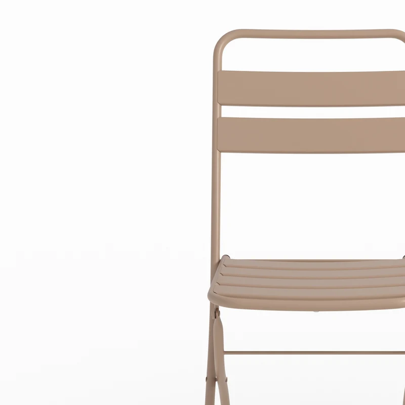 Lot de 2 chaises de jardin Yumi en métal taupe, pliantes