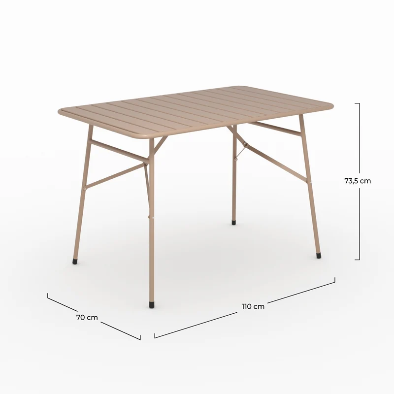 Table de jardin Yumi pliante en métal taupe 4 personnes