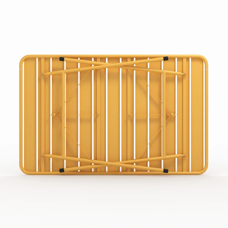 Table de jardin Yumi pliante en métal jaune beurre 4 personnes