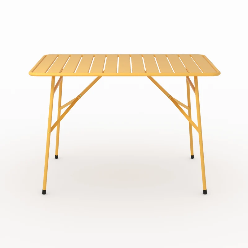Table de jardin Yumi pliante en métal jaune beurre 4 personnes