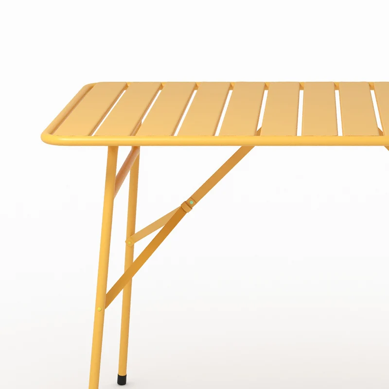 Table de jardin Yumi pliante en métal jaune beurre 4 personnes