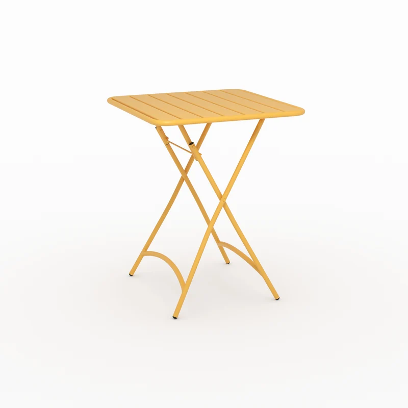 Table de jardin Yumi pliante en métal jaune beurre 2 personnes