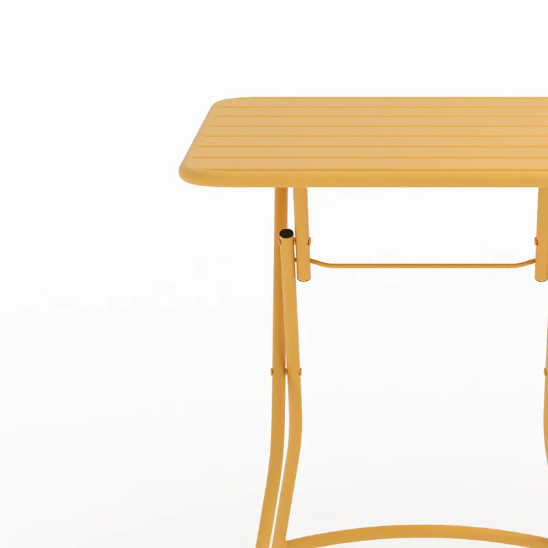 Table de jardin Yumi pliante en métal jaune beurre 2 personnes