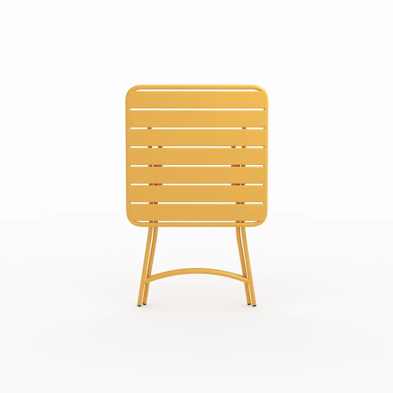 Table de jardin Yumi pliante en métal jaune beurre 2 personnes
