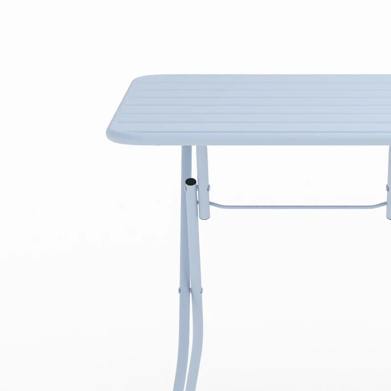Table de jardin Yumi pliante en métal bleu pastel 2 personnes