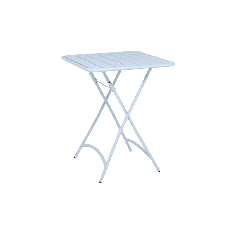 Table de jardin Yumi pliante en métal bleu pastel 2 personnes