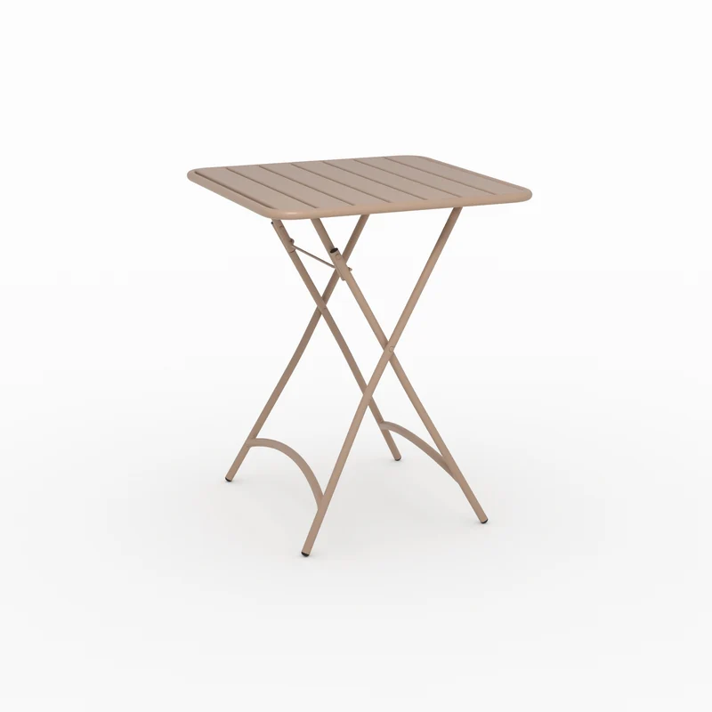 Table de jardin Yumi pliante en métal taupe 2 personnes