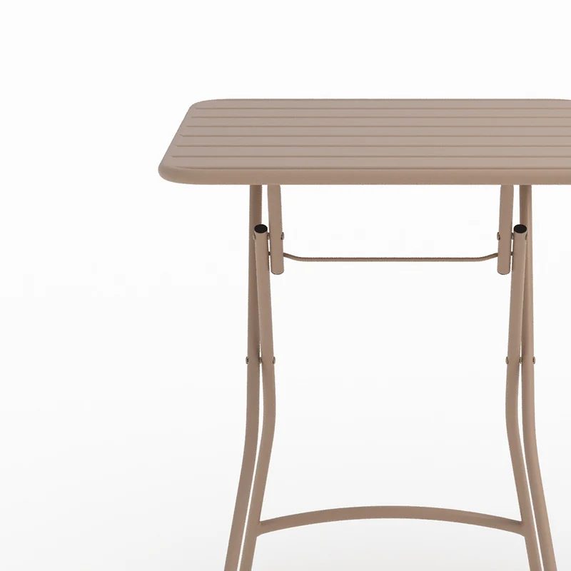 Table de jardin Yumi pliante en métal taupe 2 personnes