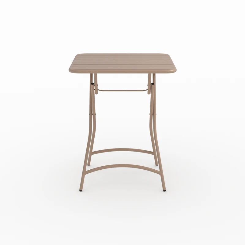 Table de jardin Yumi pliante en métal taupe 2 personnes