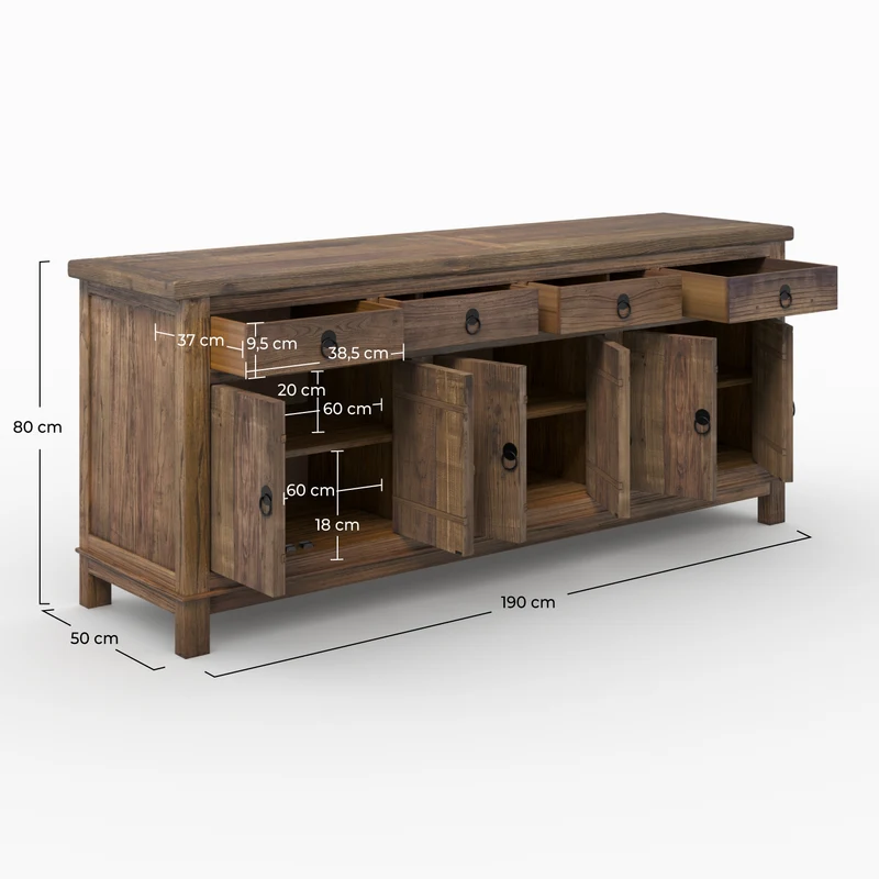 Buffet Mastic en bois 3 portes 4 tiroirs