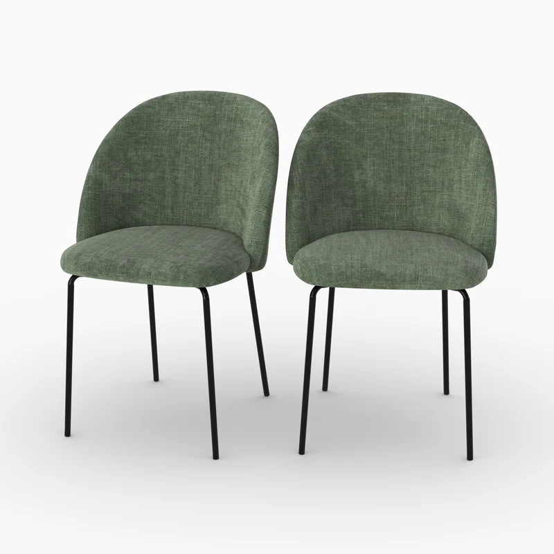 Lot de 2 chaises Karl en tissu texturé vert sapin