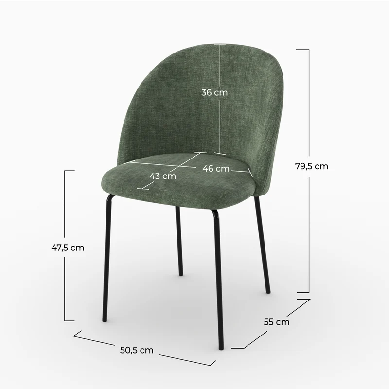 Lot de 2 chaises Karl en tissu texturé vert sapin