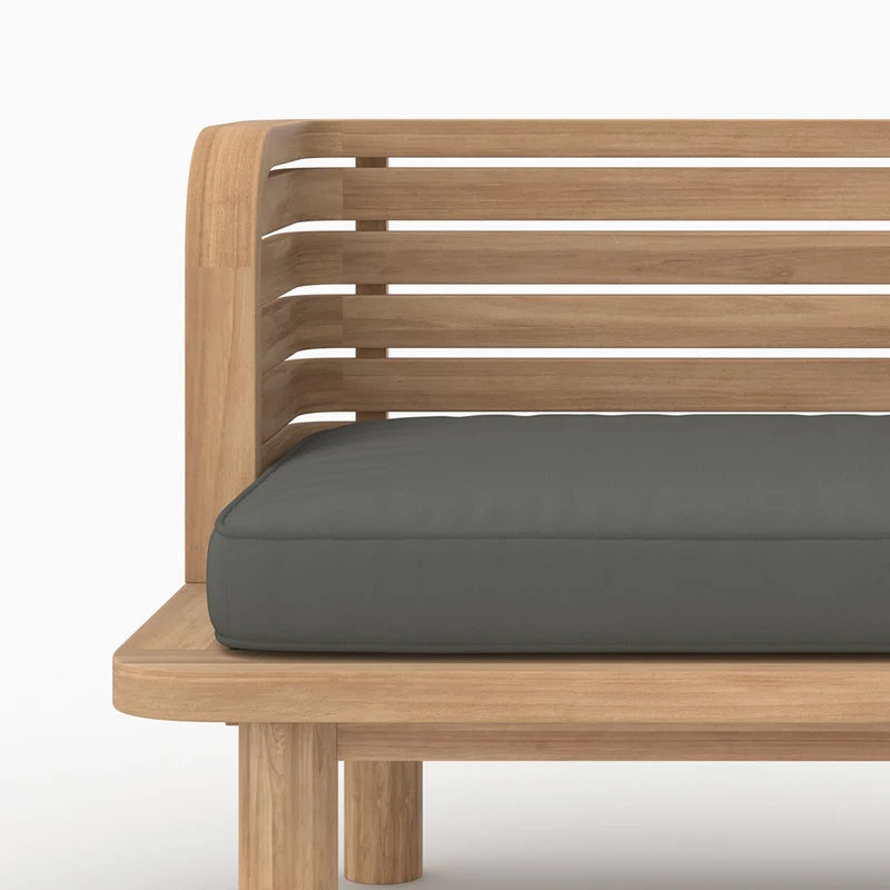 Salon de jardin Kilda 2 places en teck et tissu gris, 2 fauteuils