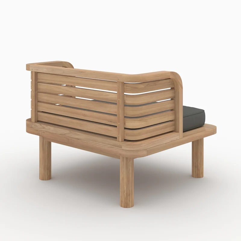 Salon de jardin Kilda 2 places en teck et tissu gris, 2 fauteuils