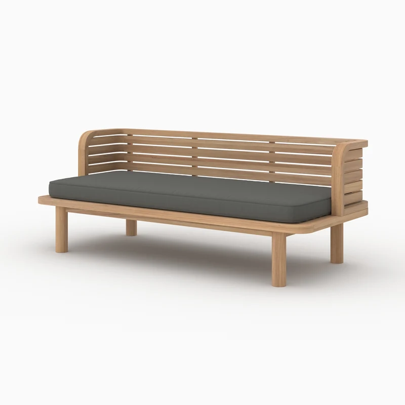 Salon de jardin Kilda 3 places en bois de teck et tissu gris