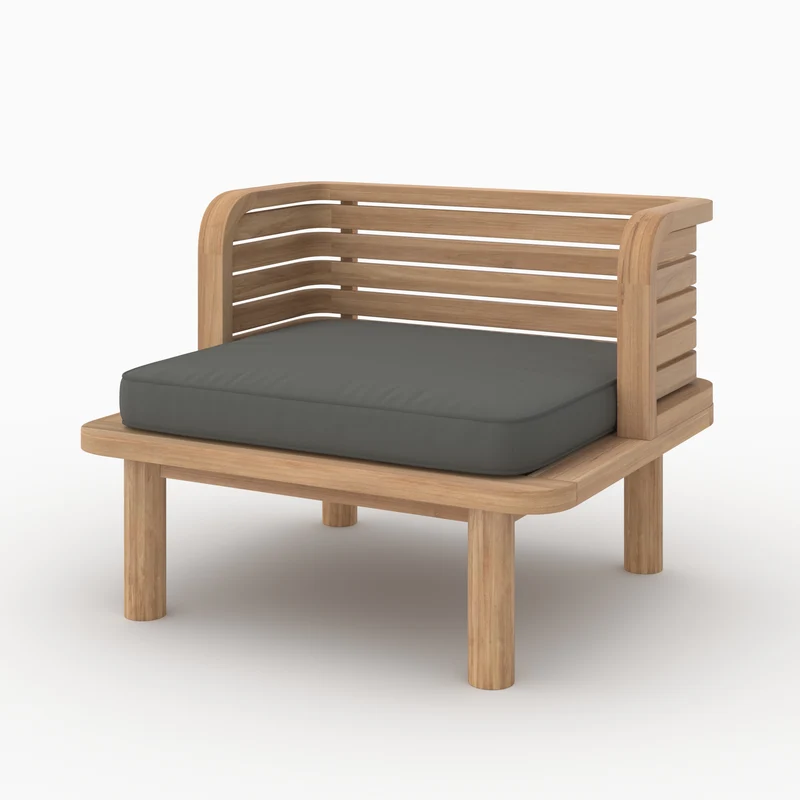 Salon de jardin Kilda 3 places en bois de teck et tissu gris
