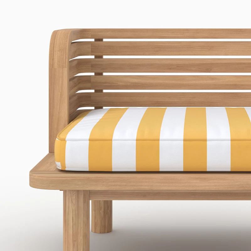Fauteuil de jardin Kilda en teck massif et coussin rayé jaune