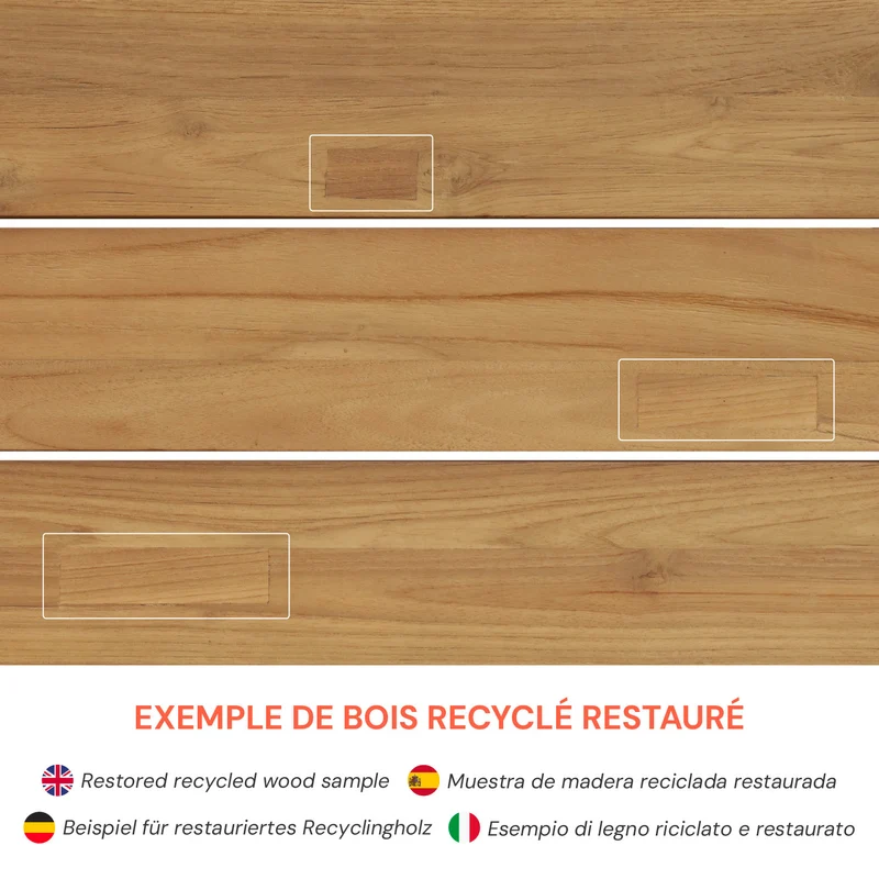 Banc de jardin Nonza en bois de teck recyclé 5 personnes