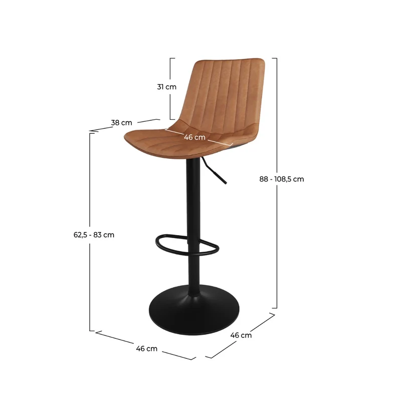 Chaise de bar camel Killi 62,5/83 cm (lot de 2)